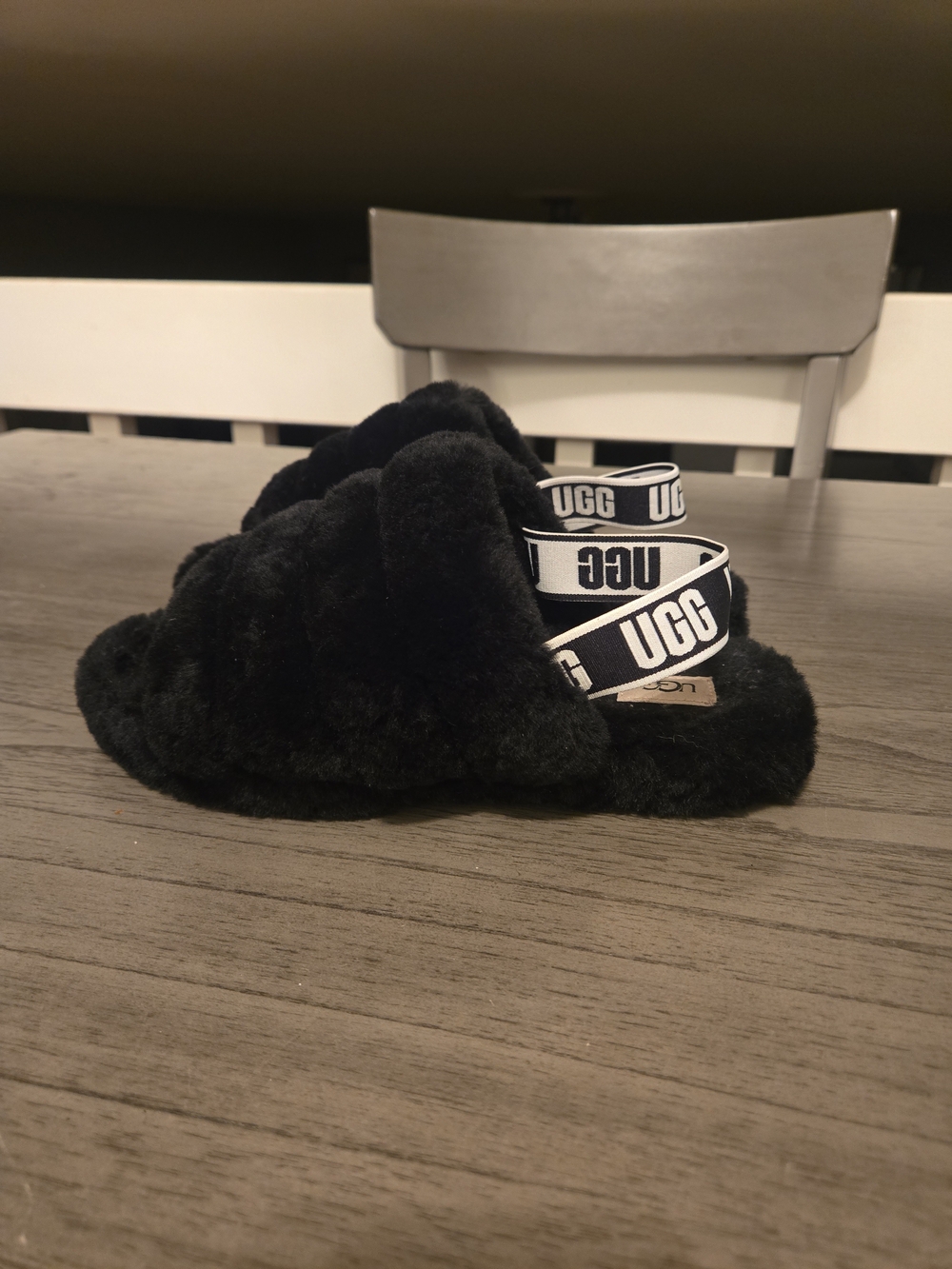 UGG Black Fluff Yeah Sling Slippers Women Sz 6